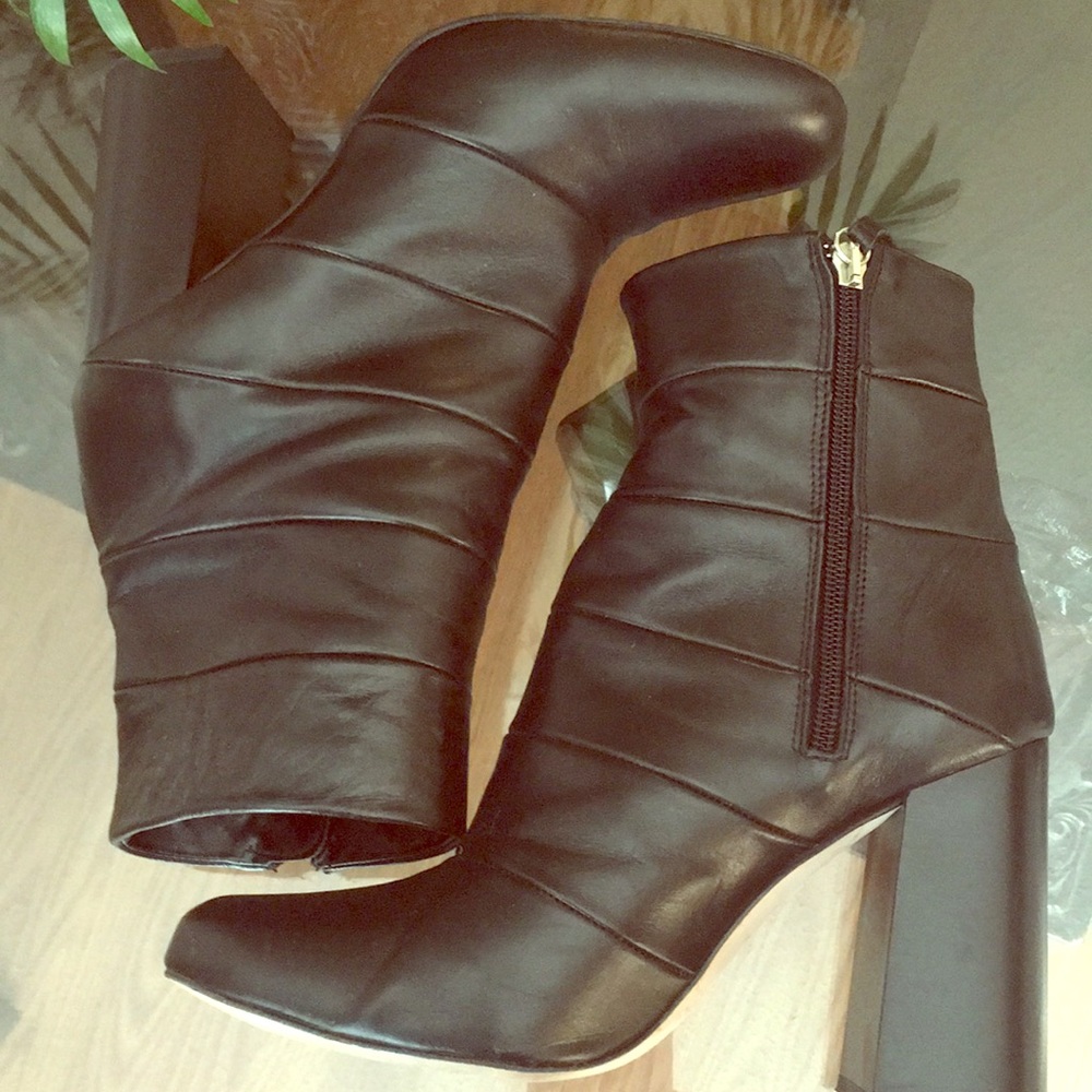 Zara Leather Heeled Ankle Boots